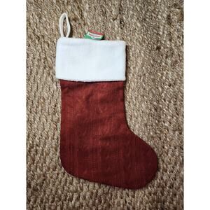 NEW! 18.5" Christmas Stocking Maroon Red White Cable Knit Holiday Decor